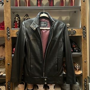 Lamb skin leather jacket, black